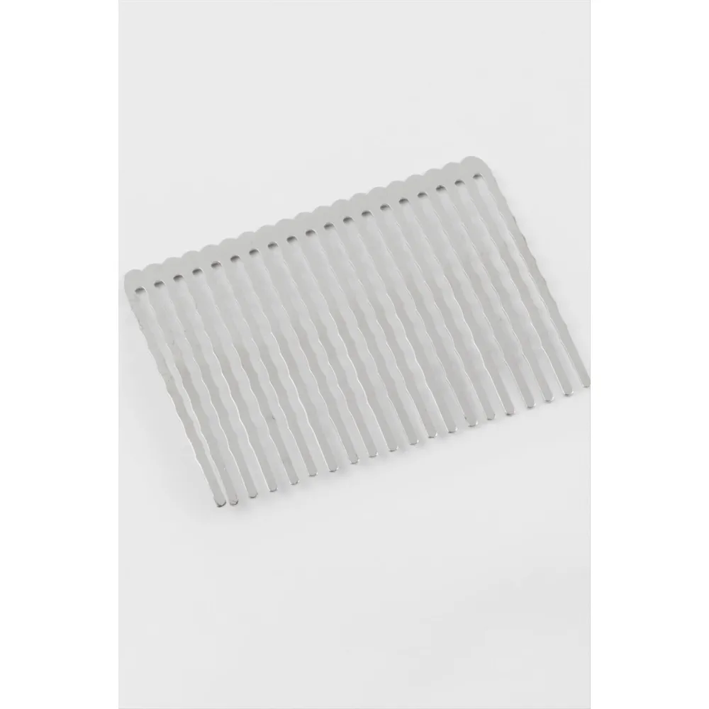 Dalgalı Metal Tarak 1 Adet-Gümüş Rengi