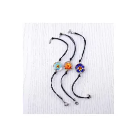 Çiçek Cam Bileklik-Renkli