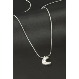 Hilal Çelik Kolye-Gümüş Rengi