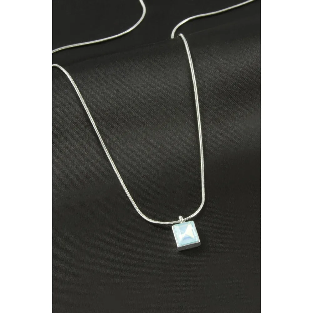 Dikdörtgen Çelik Kolye-Gümüş Rengi