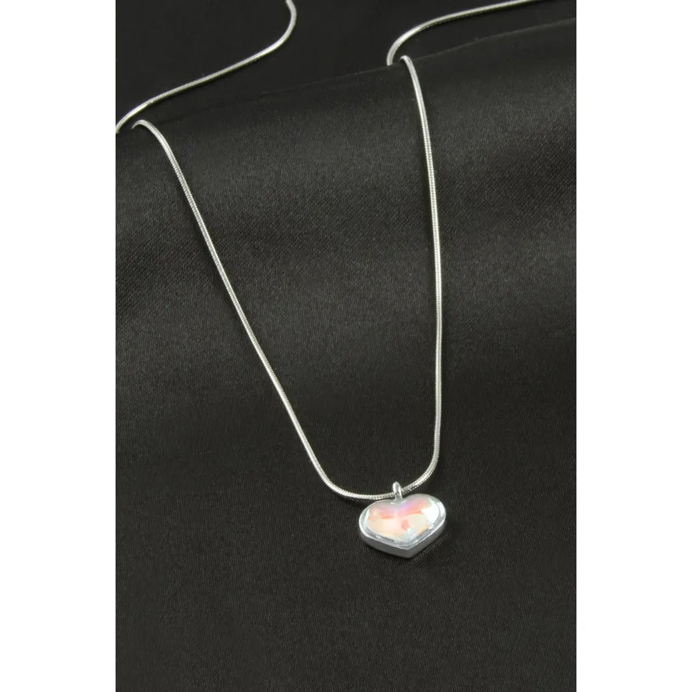 Kalp Çelik Kolye-Gümüş Rengi