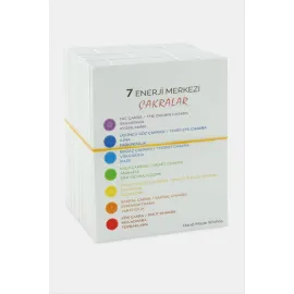 Çakra Enerji Taşları Bileklik Kartı-Beyaz