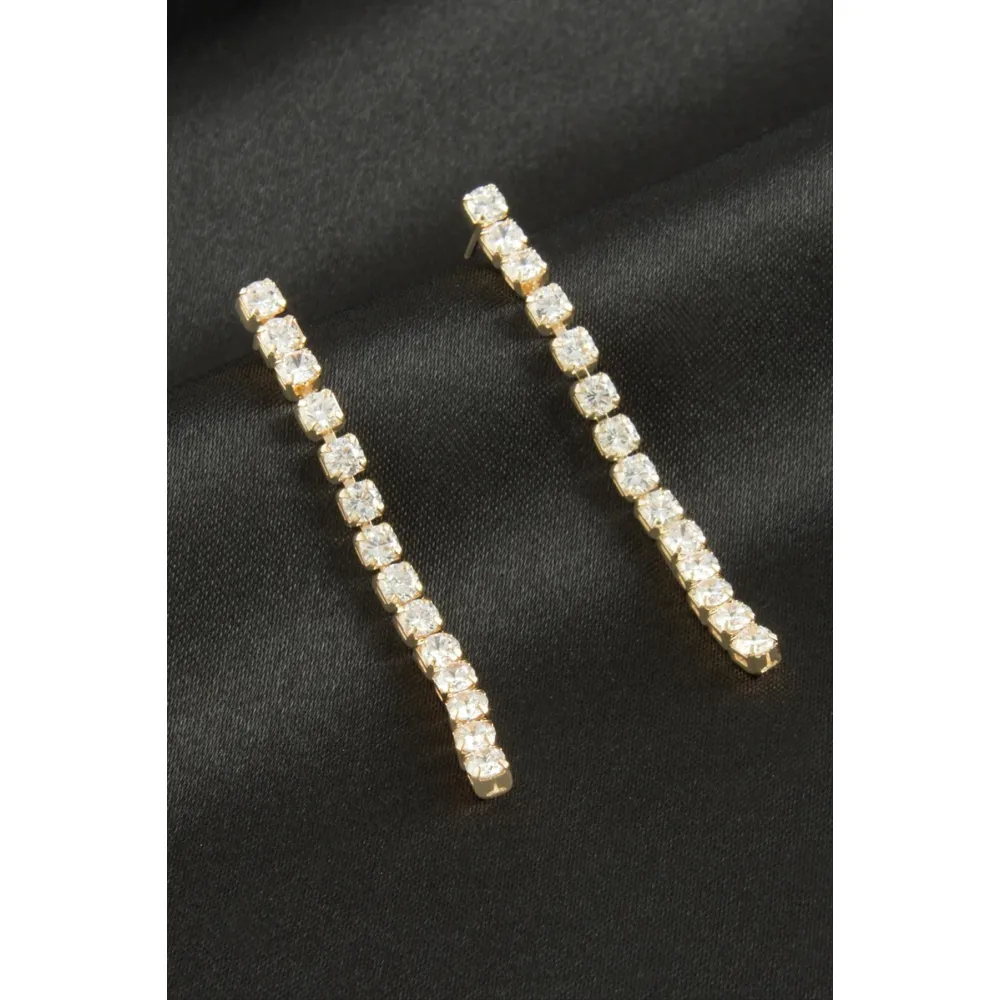 Yuvarlak Zirkon Taşlı Lüks Küpe-Sarı