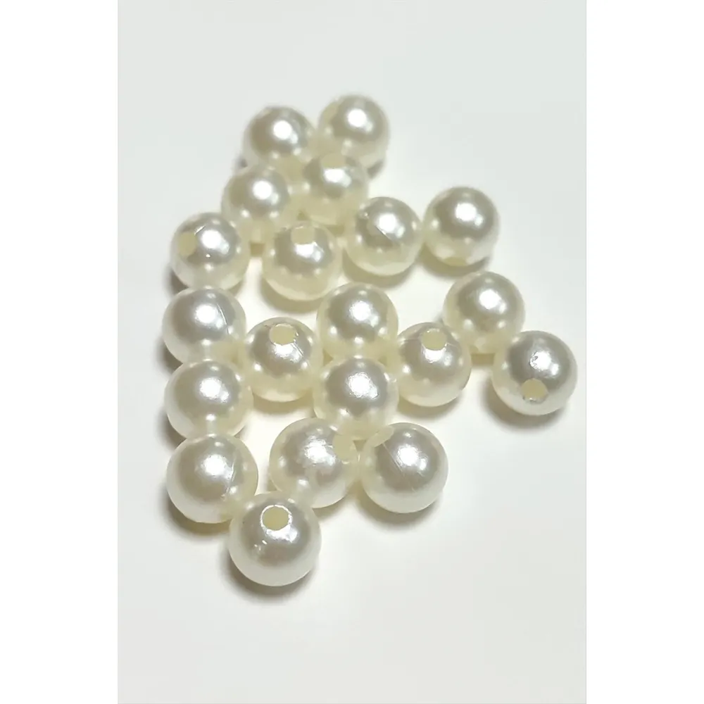 8 mm Delikli İnci Boncuk 500 Gram-Krem