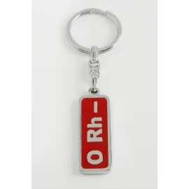 0 Rh Negatif Kan Grubu Metal Anahtarlık-Kırmızı..