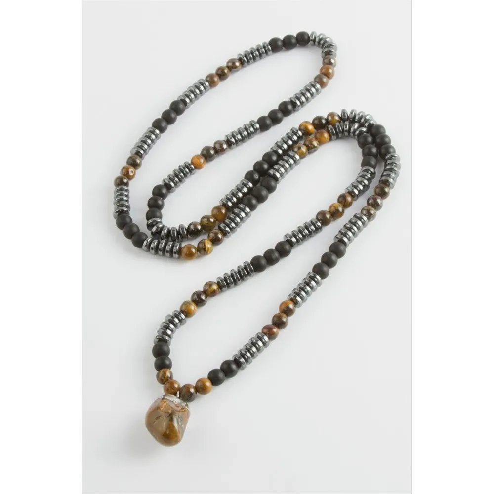 Kaplangözü Hematit Doğaltaş Kolye-Antrasit