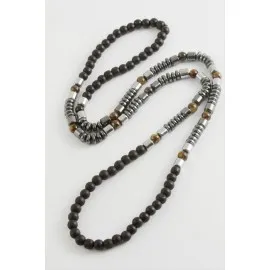 Hematit Onix Doğaltaş Kolye-Siyah