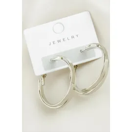 Çift Halka Trend Küpe 3,5 cm-Gümüş Rengi