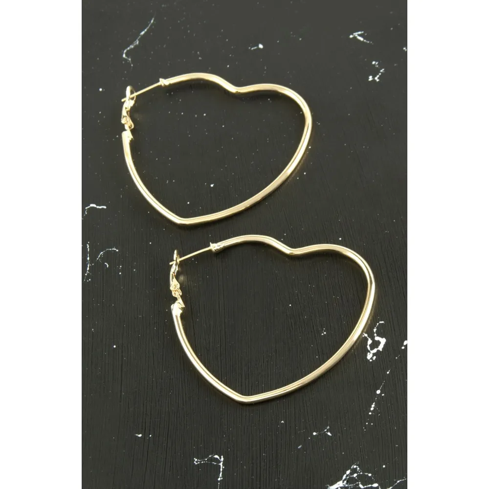 Kalp Trend Küpe 5 cm-Sarı