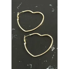 Kalp Trend Küpe 5 cm-Sarı