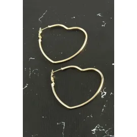 Kalp Trend Küpe 4,5 cm-Sarı