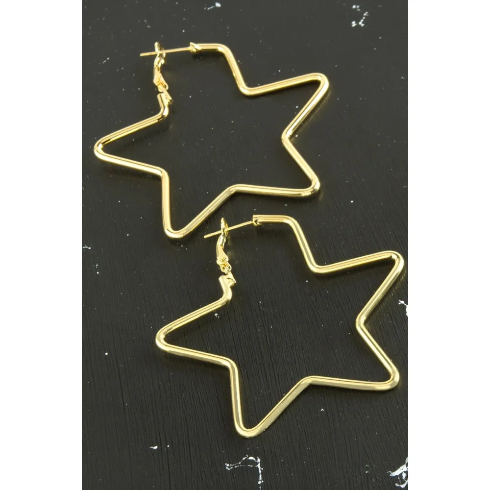 Yıldız Trend Küpe 6 cm-Sarı