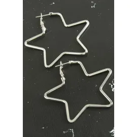 Yıldız Trend Küpe 6 cm-Gümüş Rengi