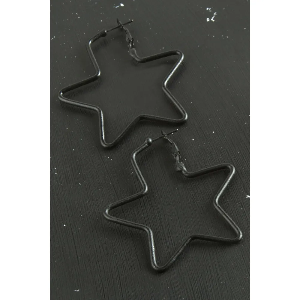 Yıldız Trend Küpe 5,5 cm-Siyah