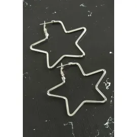 Yıldız Trend Küpe 5,5 cm-Gümüş Rengi