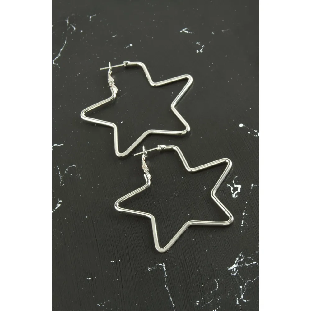 Yıldız Trend Küpe 5 cm-Gümüş Rengi