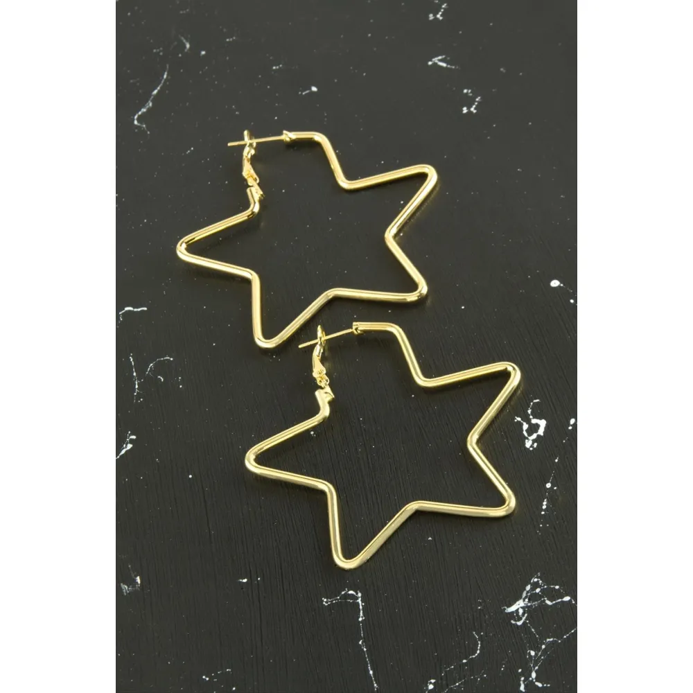 Yıldız Trend Küpe 5 cm-Sarı