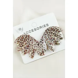 Leopar Desenli Yeni Sezon Metal Küpe-Kahverengi