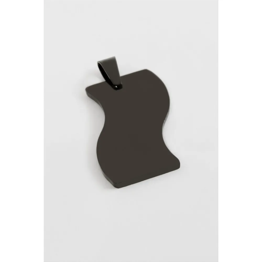 Bayrak İsim Yazılabilir Çelik Kolye Ucu 3 cm-Siyah