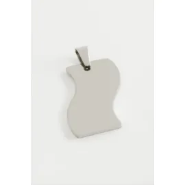 Bayrak İsim Yazılabilir Çelik Kolye Ucu 3 cm-Gümüş Rengi