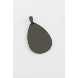 Oval İsim Yazılabilir Çelik Kolye Ucu 5 cm-Siyah