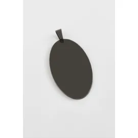 Oval İsim Yazılabilir Çelik Kolye Ucu 2,5X4,5 cm-Siyah