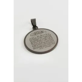 Ayetel Kürsi Çelik Kolye Ucu 3 cm-Siyah