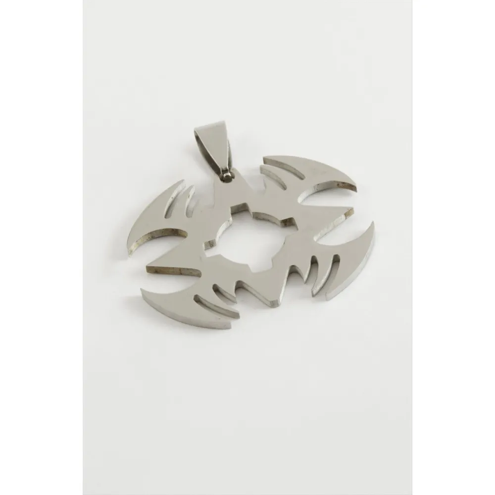 Oval Çelik Kolye Ucu 3,5 cm-Gümüş Rengi