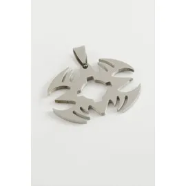 Oval Çelik Kolye Ucu 3,5 cm-Gümüş Rengi