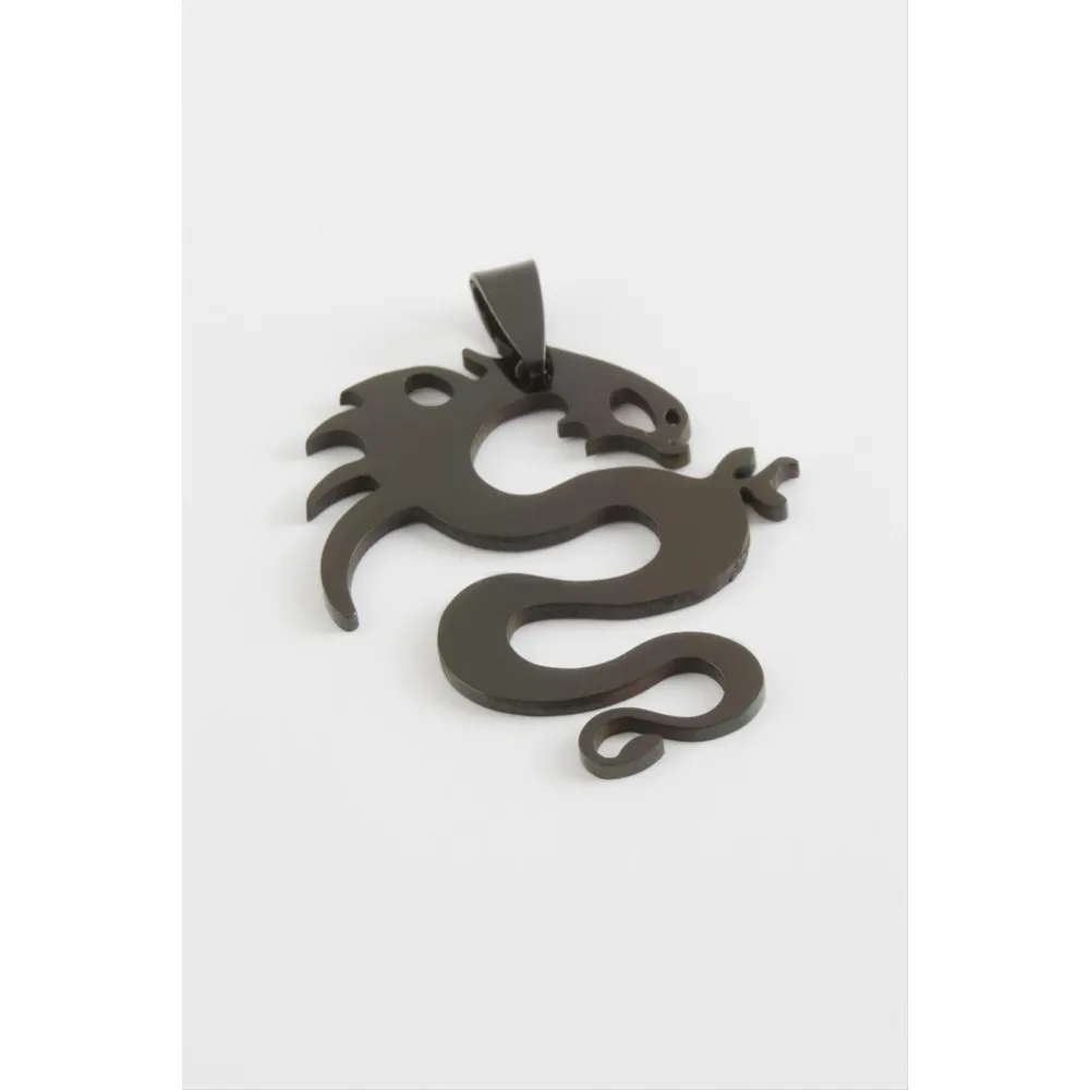 Ejderha Çelik Kolye Ucu 4 cm-Siyah