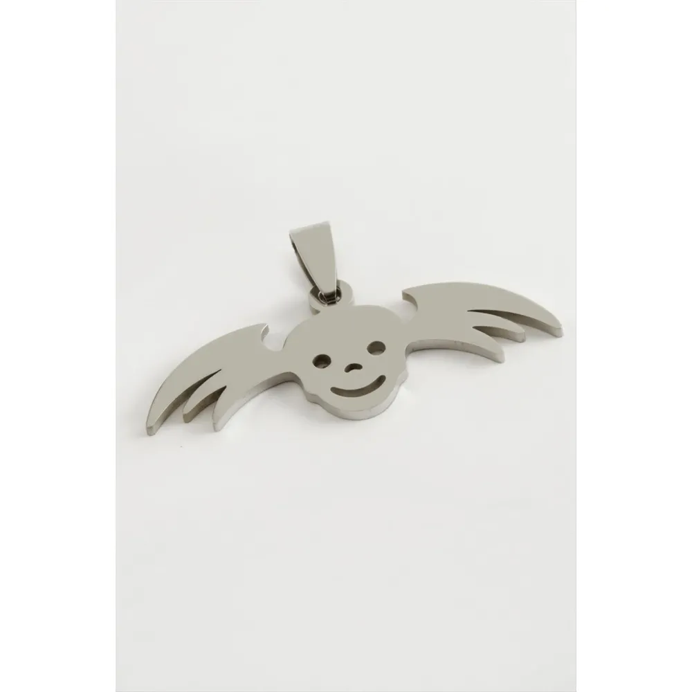 Hayalet Çelik Kolye Ucu 4,5 cm-Gümüş Rengi