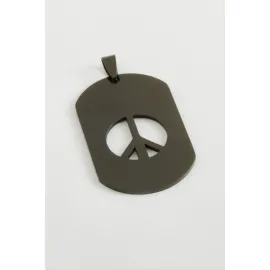 Barış İşareti Çelik Kolye Ucu 3X5 cm-Siyah