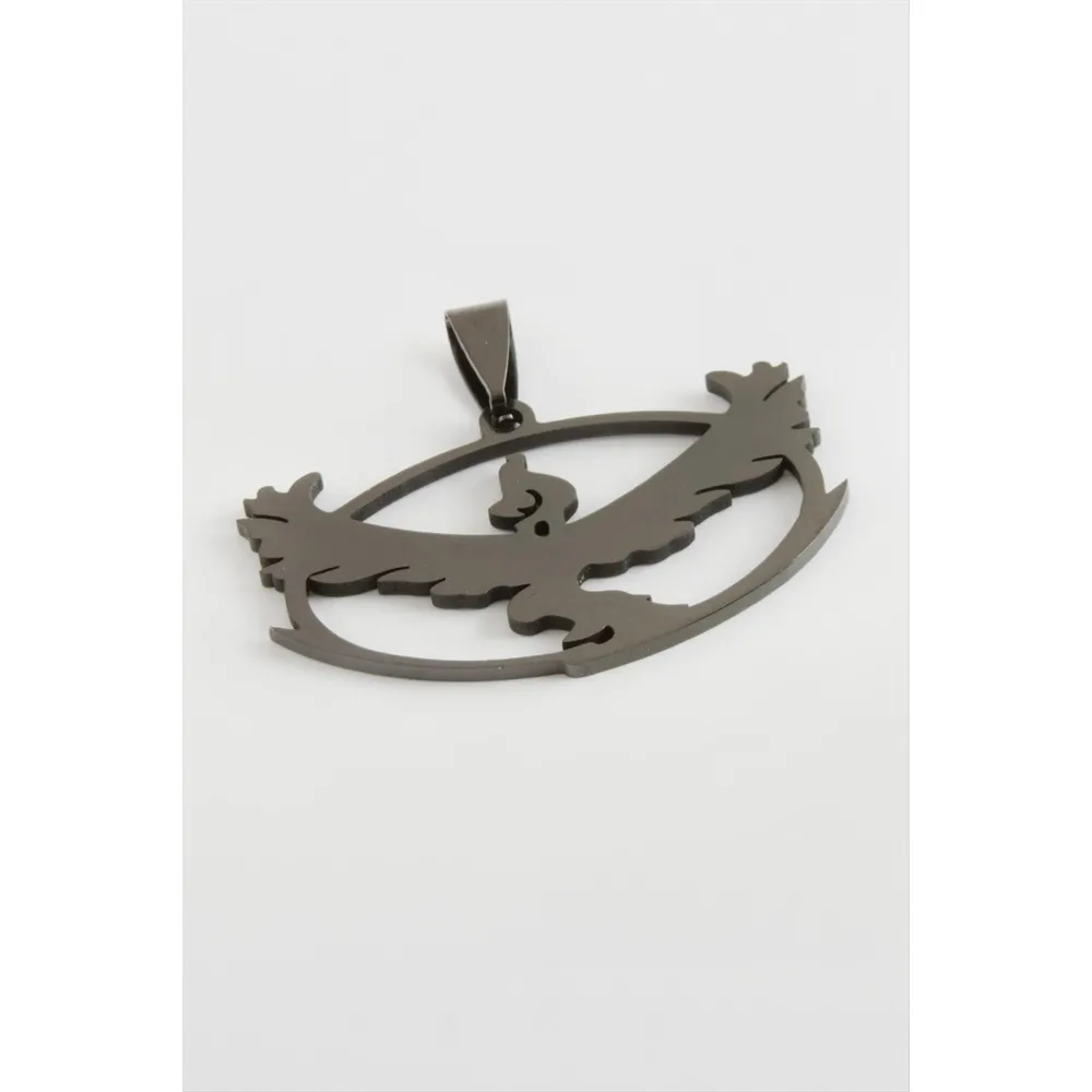 Kuş Çelik Kolye Ucu 4 cm-Siyah