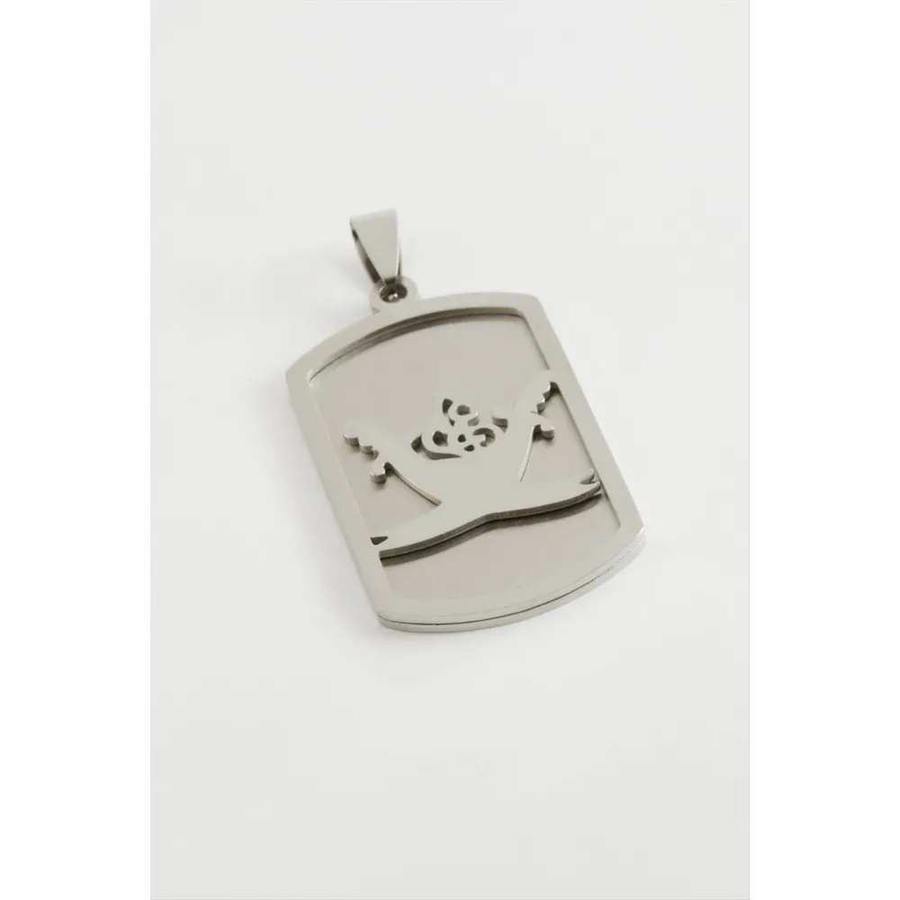 Kuluç Tuğra Çelik Kolye Ucu 2,5X4 cm-Gümüş Rengi