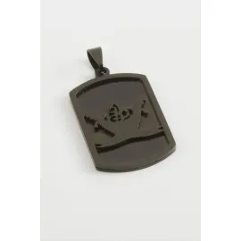 Kuluç Tuğra Çelik Kolye Ucu 2,5X4 cm-Siyah