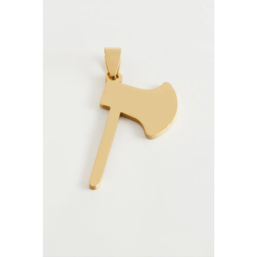 Balta Çelik Kolye Ucu 4 cm-Sarı