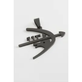 Ok Yay Çelik Kolye Ucu 4 cm-Siyah