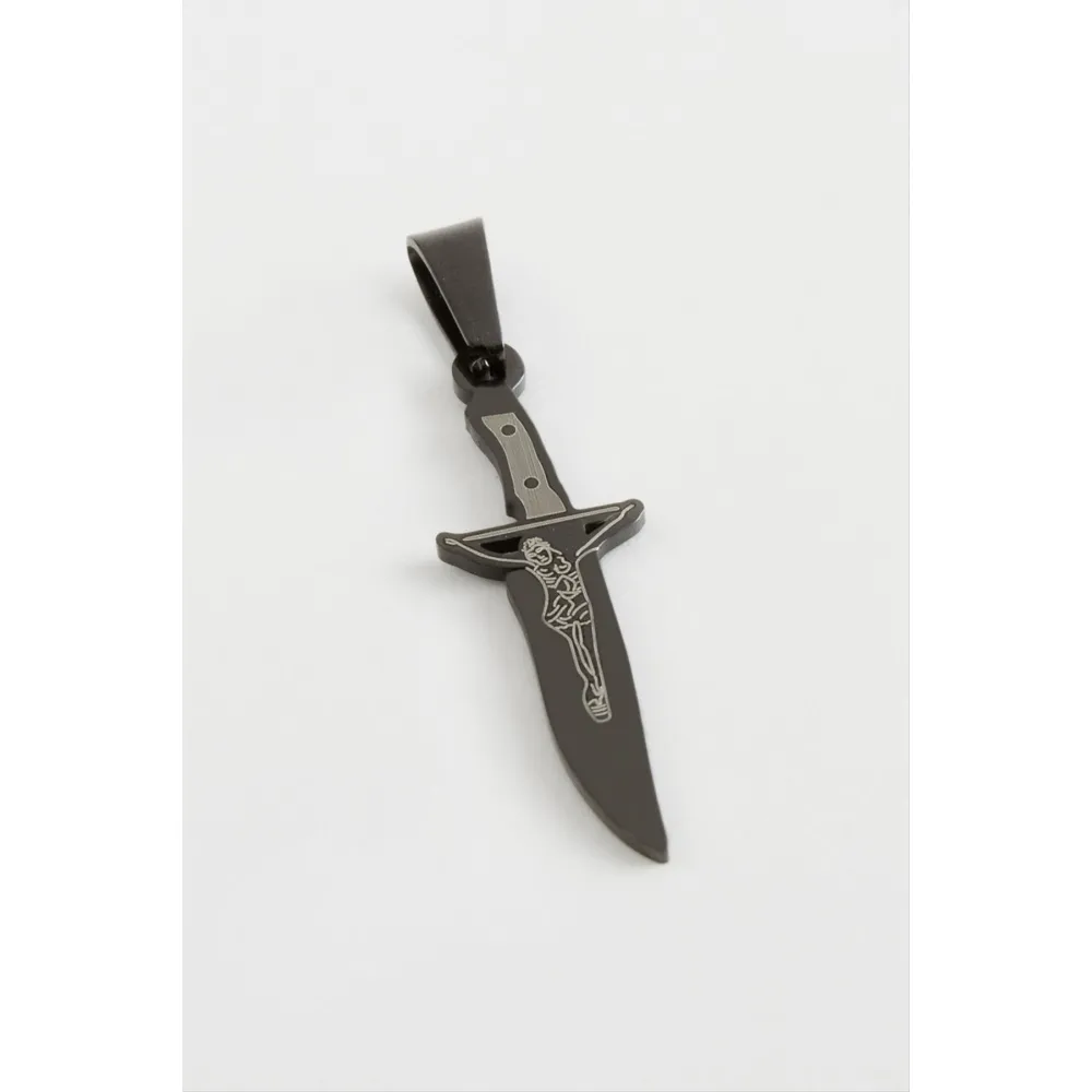 Hançer Çelik Kolye Ucu 3 cm-Siyah