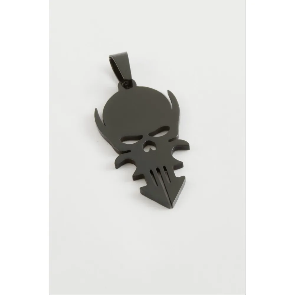 Kuru Kafa Çelik Kolye Ucu 3,5 cm-Siyah