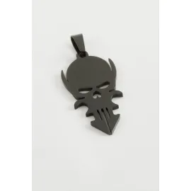 Kuru Kafa Çelik Kolye Ucu 3,5 cm-Siyah