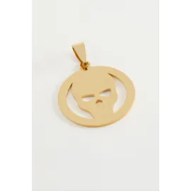 Kuru Kafa Çelik Kolye Ucu 2,5 cm-Sarı