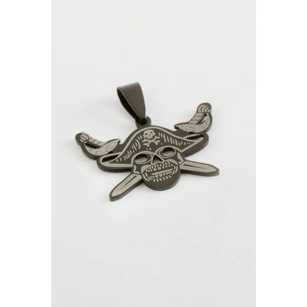 Kılıç Kuru Kafa Çelik Kolye Ucu 3 cm-Siyah