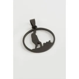 Atatürk Çelik Kolye Ucu 3 Cm-Siyah