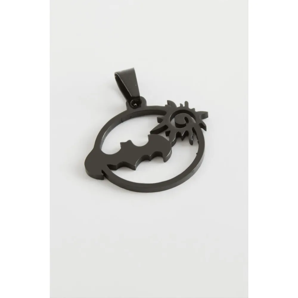 Yarasa Çelik Kolye Ucu 2 cm-Siyah