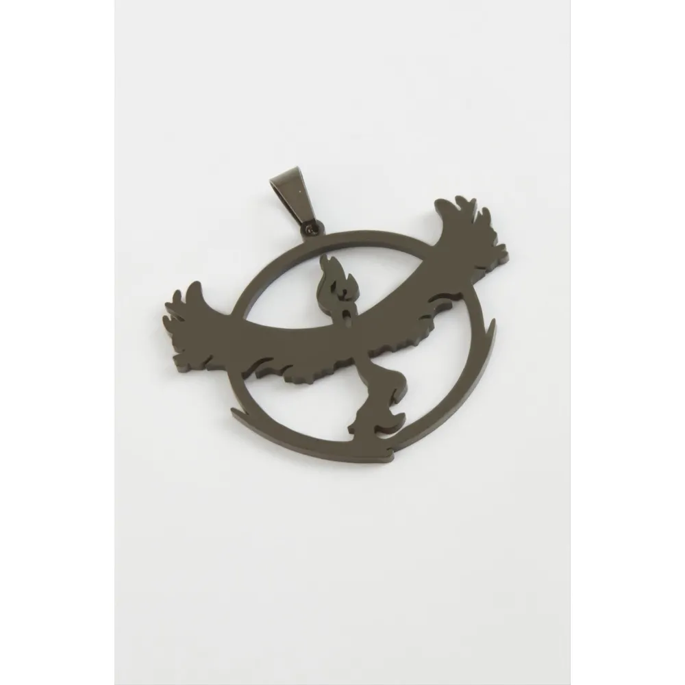 Kuş Çelik Kolye Ucu 3 cm-Siyah