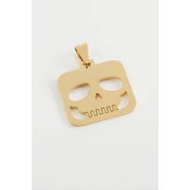 Kuru Kafa Çelik Kolye Ucu 2,5 cm-Sarı