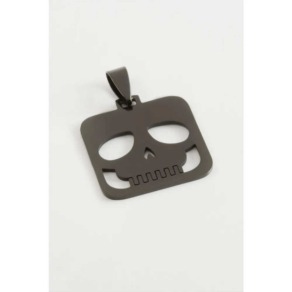 Kuru Kafa Çelik Kolye Ucu 2,5 cm-Siyah