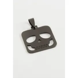 Kuru Kafa Çelik Kolye Ucu 2,5 cm-Siyah