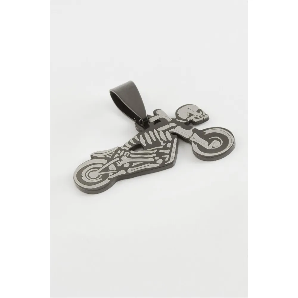 Motor Kuru Kafa Çelik Kolye Ucu 3 cm-Siyah