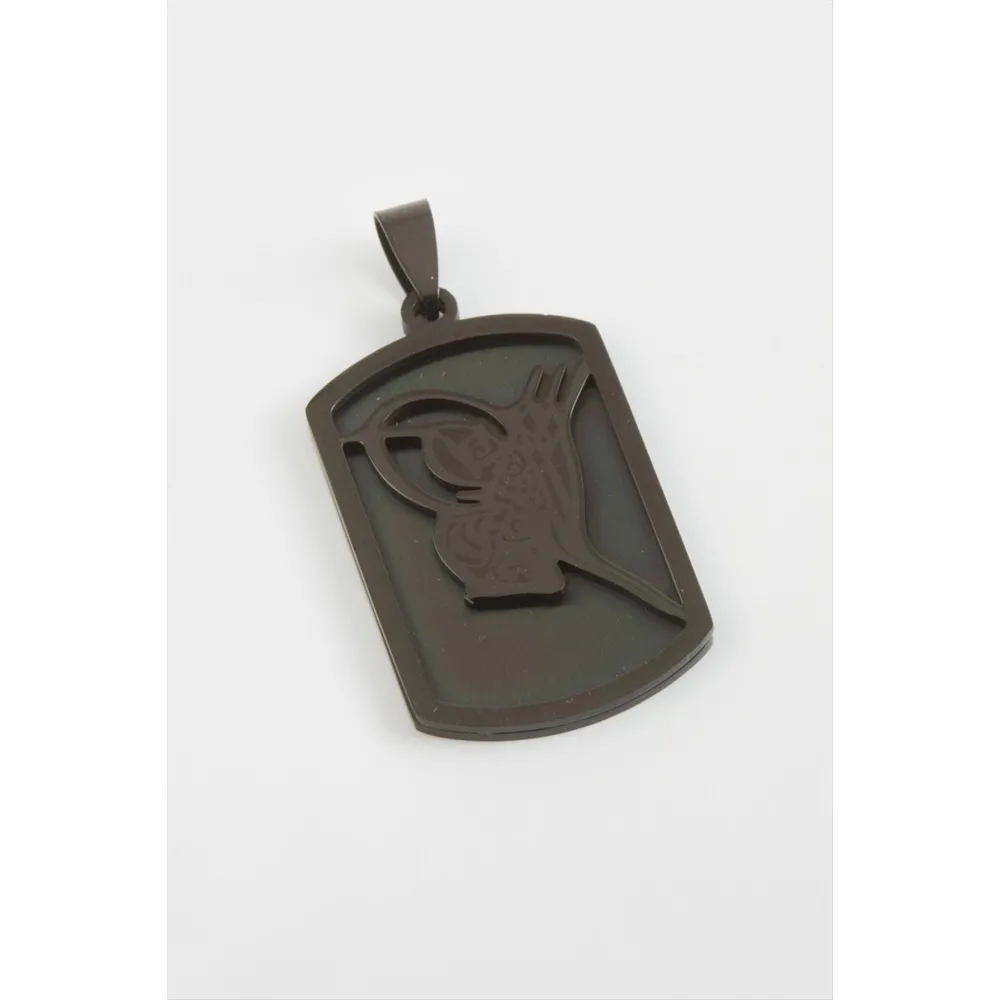 Tuğra Çelik Kolye Ucu 3,5 cm-Siyah